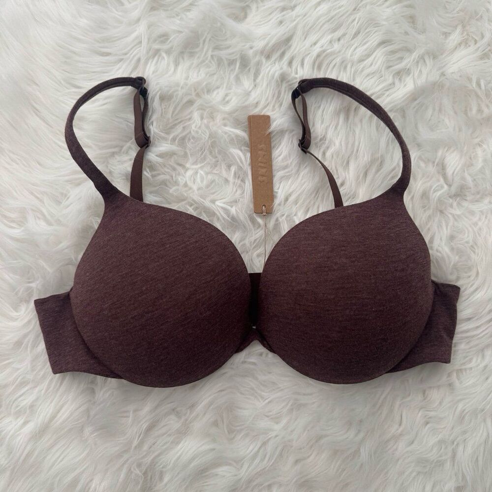 Skims Everyday Cotton Ultimate Teardrop Pushup Bra 
Cocoa Heather 36C